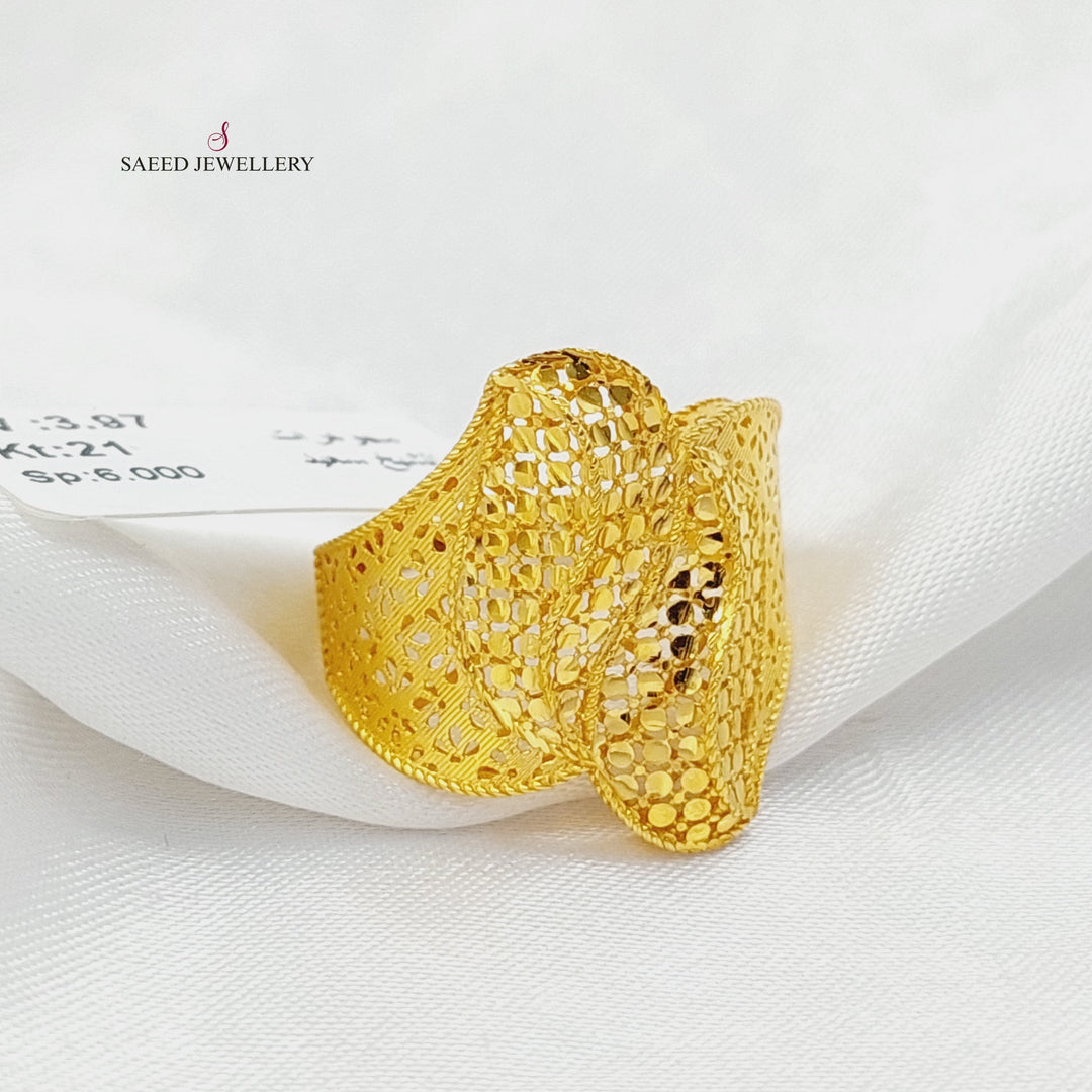 21K Gold Deluxe Engraved Ring by Saeed Jewelry - Image 2