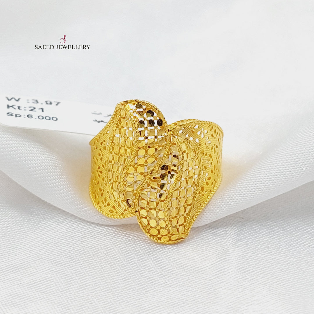 21K Gold Deluxe Engraved Ring by Saeed Jewelry - Image 3