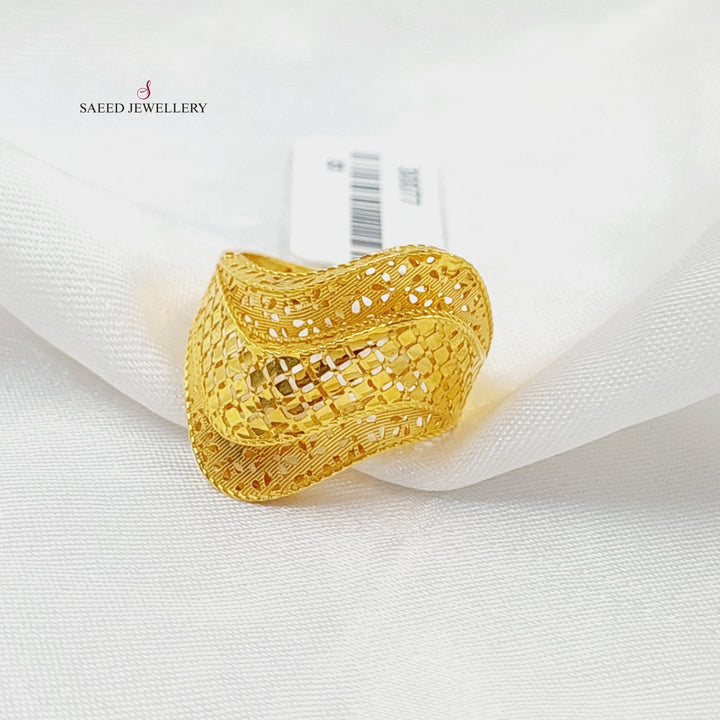 21K Gold Deluxe Engraved Ring by Saeed Jewelry - Image 2