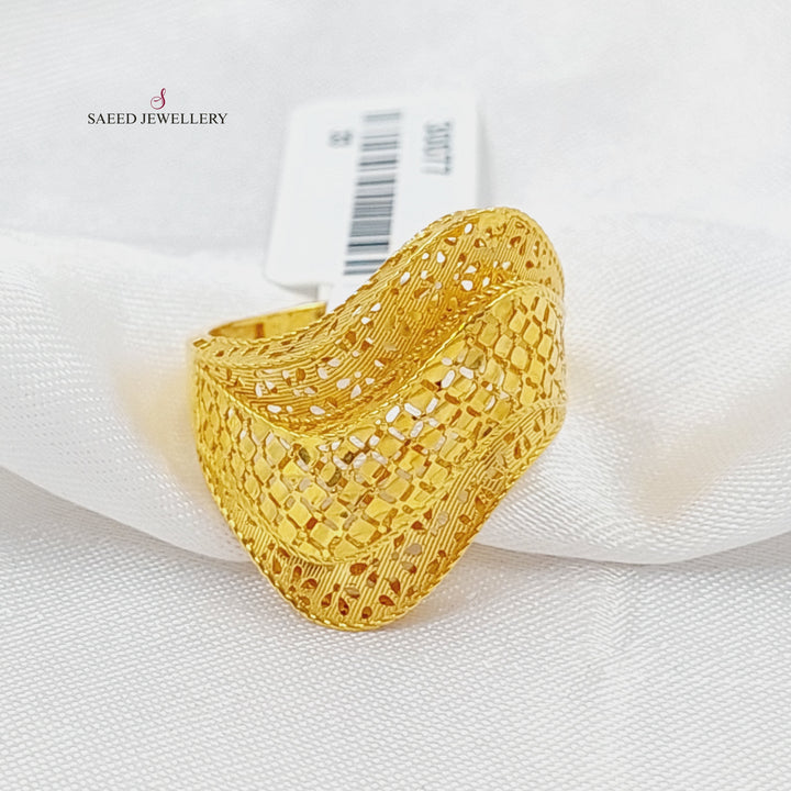 21K Gold Deluxe Engraved Ring by Saeed Jewelry - Image 3