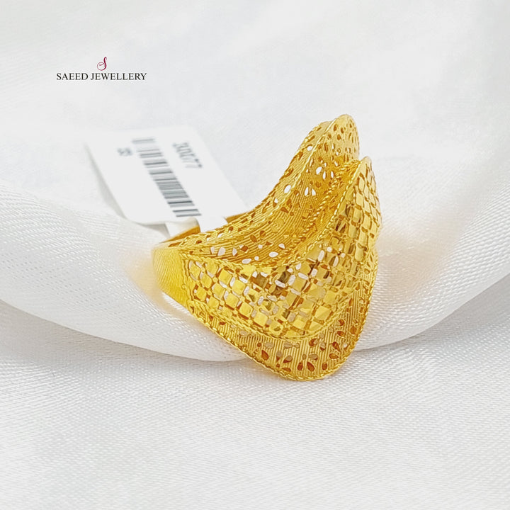 21K Gold Deluxe Engraved Ring by Saeed Jewelry - Image 4