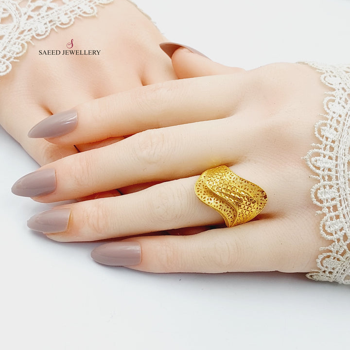 21K Gold Deluxe Engraved Ring by Saeed Jewelry - Image 5