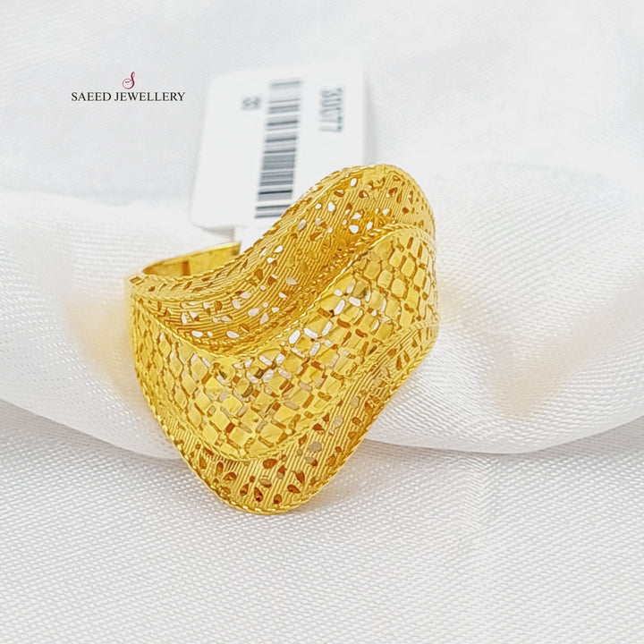 21K Gold Deluxe Engraved Ring by Saeed Jewelry - Image 1