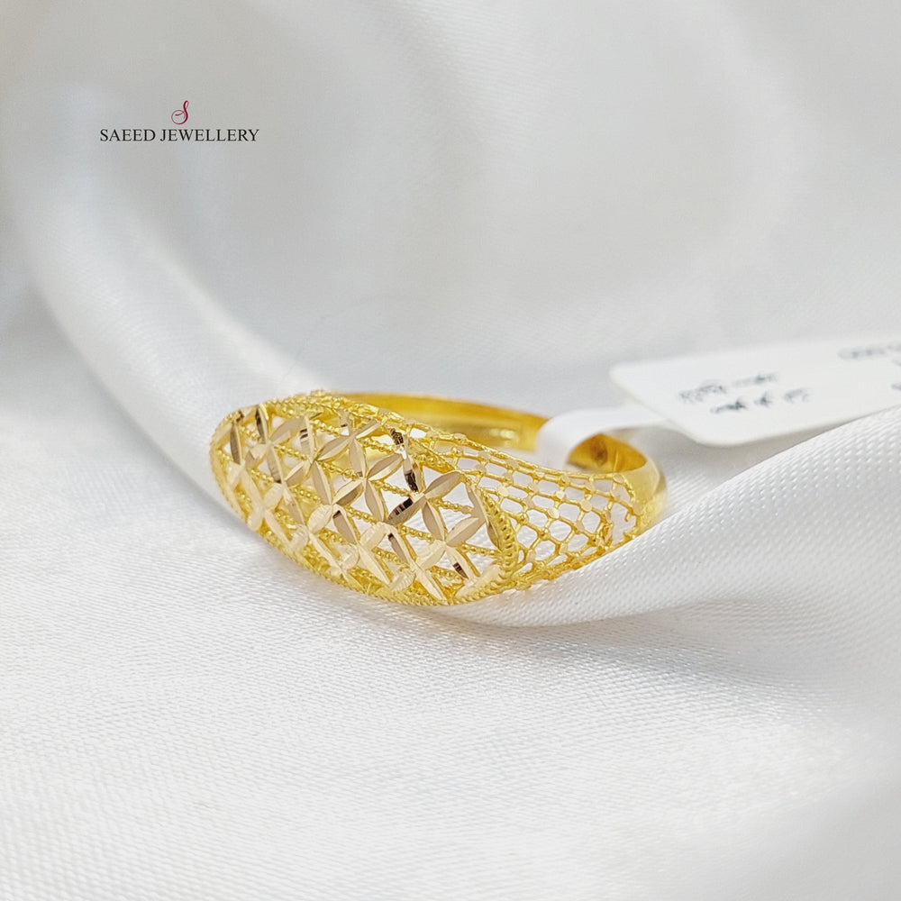 21K Gold Deluxe Engraved Ring by Saeed Jewelry - Image 2