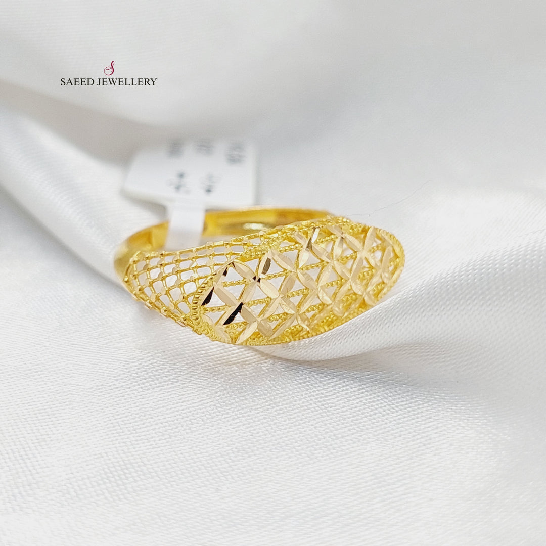 21K Gold Deluxe Engraved Ring by Saeed Jewelry - Image 3