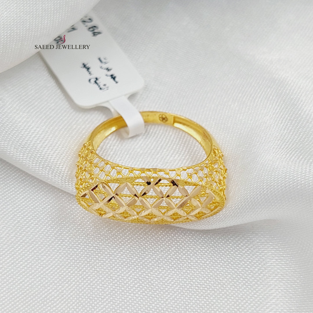 21K Gold Deluxe Engraved Ring by Saeed Jewelry - Image 4