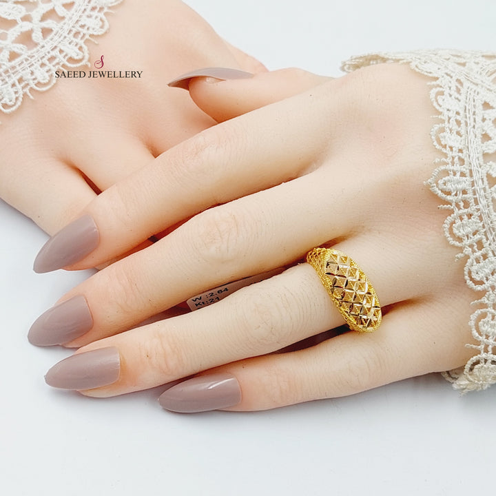 Deluxe Engraved Ring  Made Of 21K Yellow Gold by Saeed Jewelry-30108