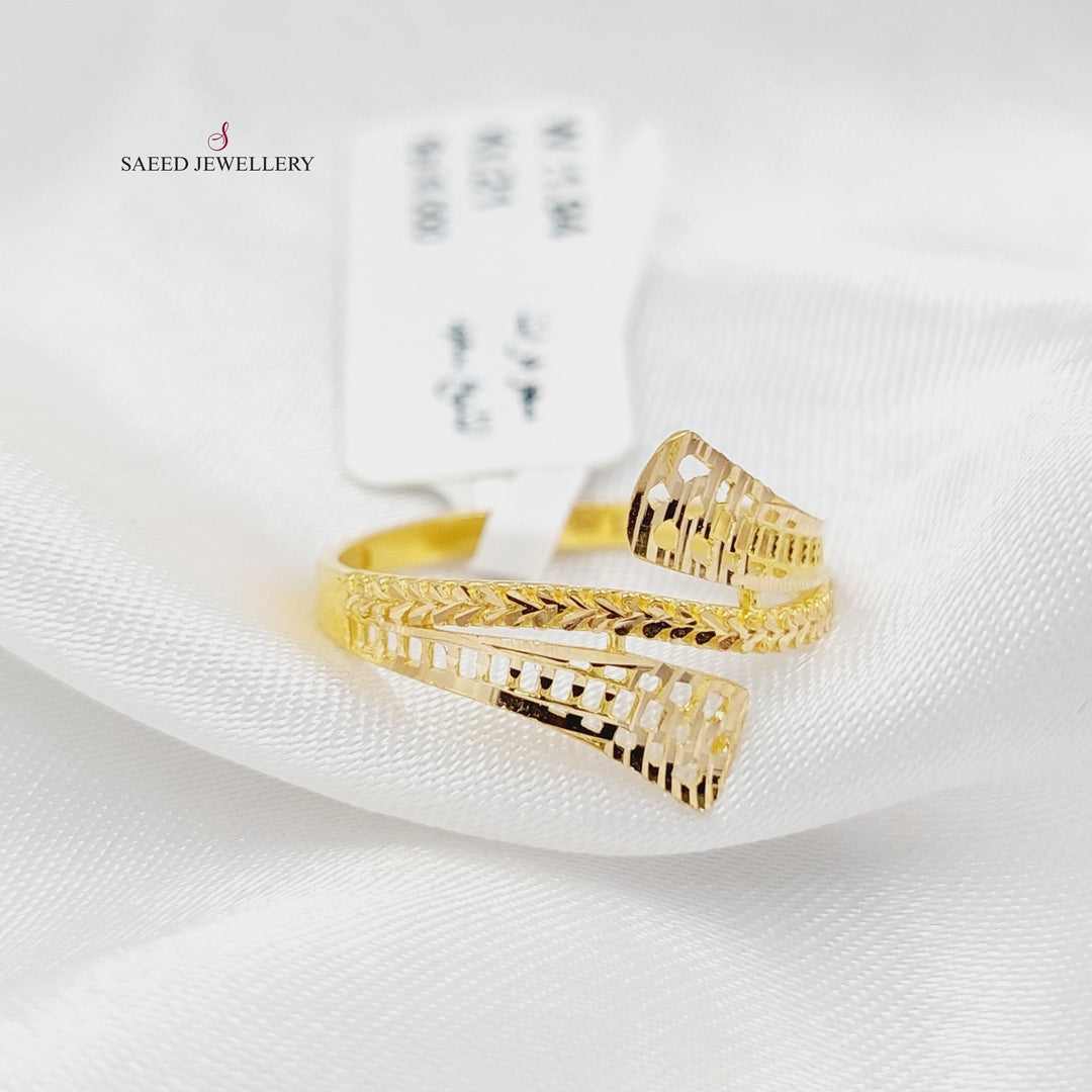 21K Gold Deluxe Engraved Ring by Saeed Jewelry - Image 2