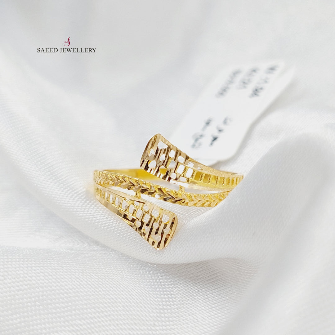 21K Gold Deluxe Engraved Ring by Saeed Jewelry - Image 3