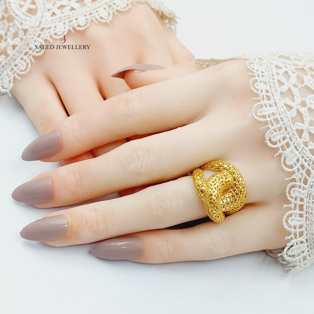 Deluxe Engraved Ring  Made Of 21K Yellow Gold by Saeed Jewelry-30321