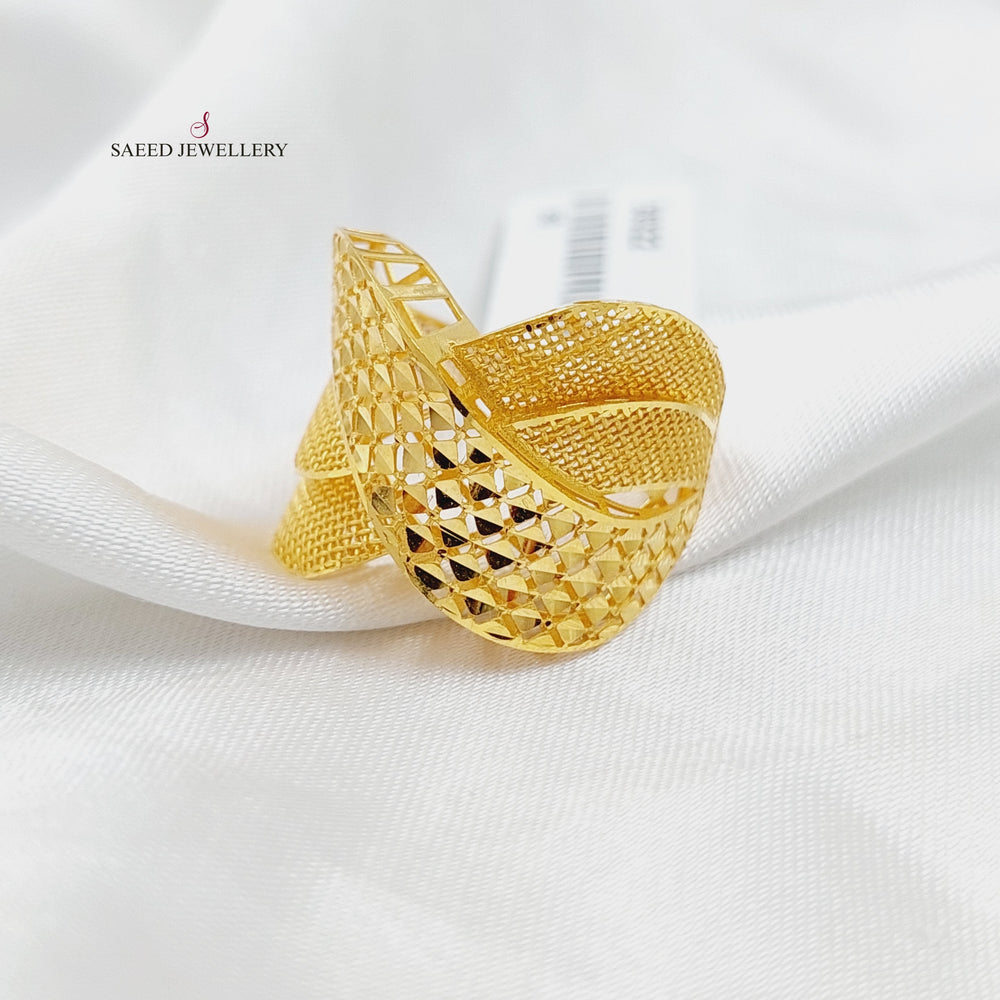 21K Gold Deluxe Engraved Ring by Saeed Jewelry - Image 2