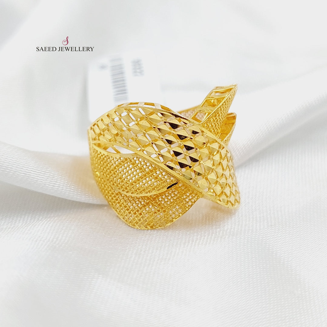 Deluxe Engraved Ring  Made Of 21K Yellow Gold by Saeed Jewelry-30322