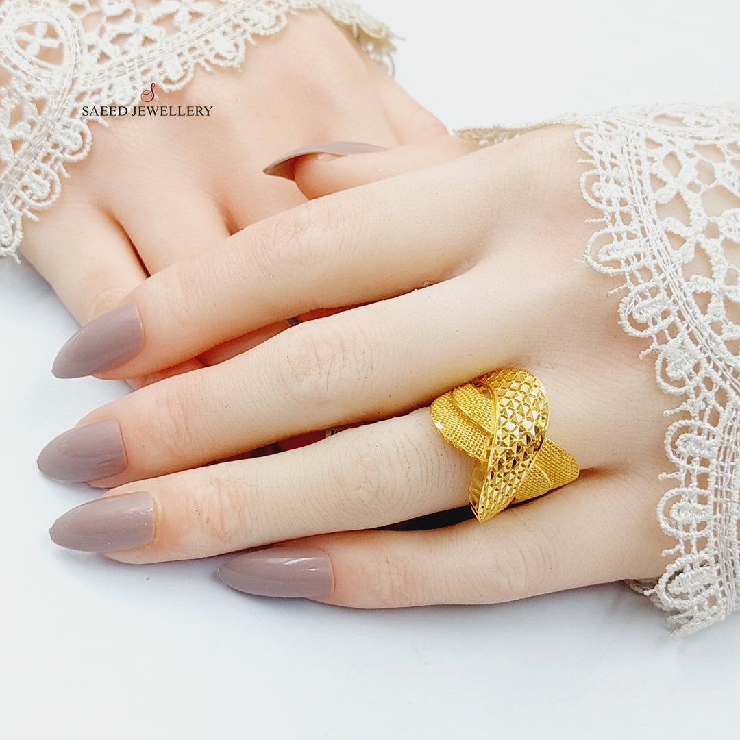 Deluxe Engraved Ring  Made Of 21K Yellow Gold by Saeed Jewelry-30322