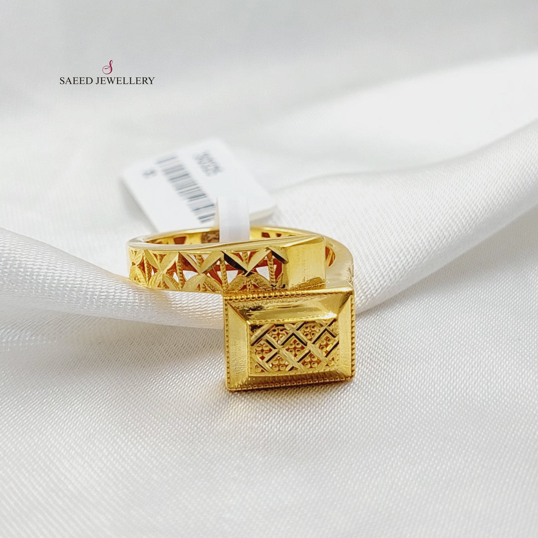 Deluxe Engraved Ring  Made Of 21K Yellow Gold by Saeed Jewelry-30325