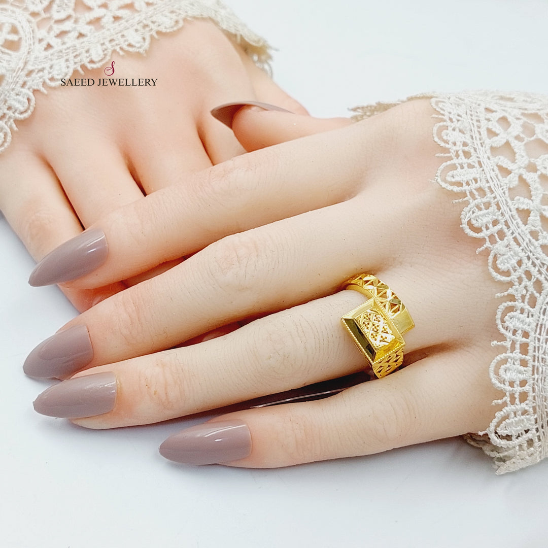 Deluxe Engraved Ring  Made Of 21K Yellow Gold by Saeed Jewelry-30325