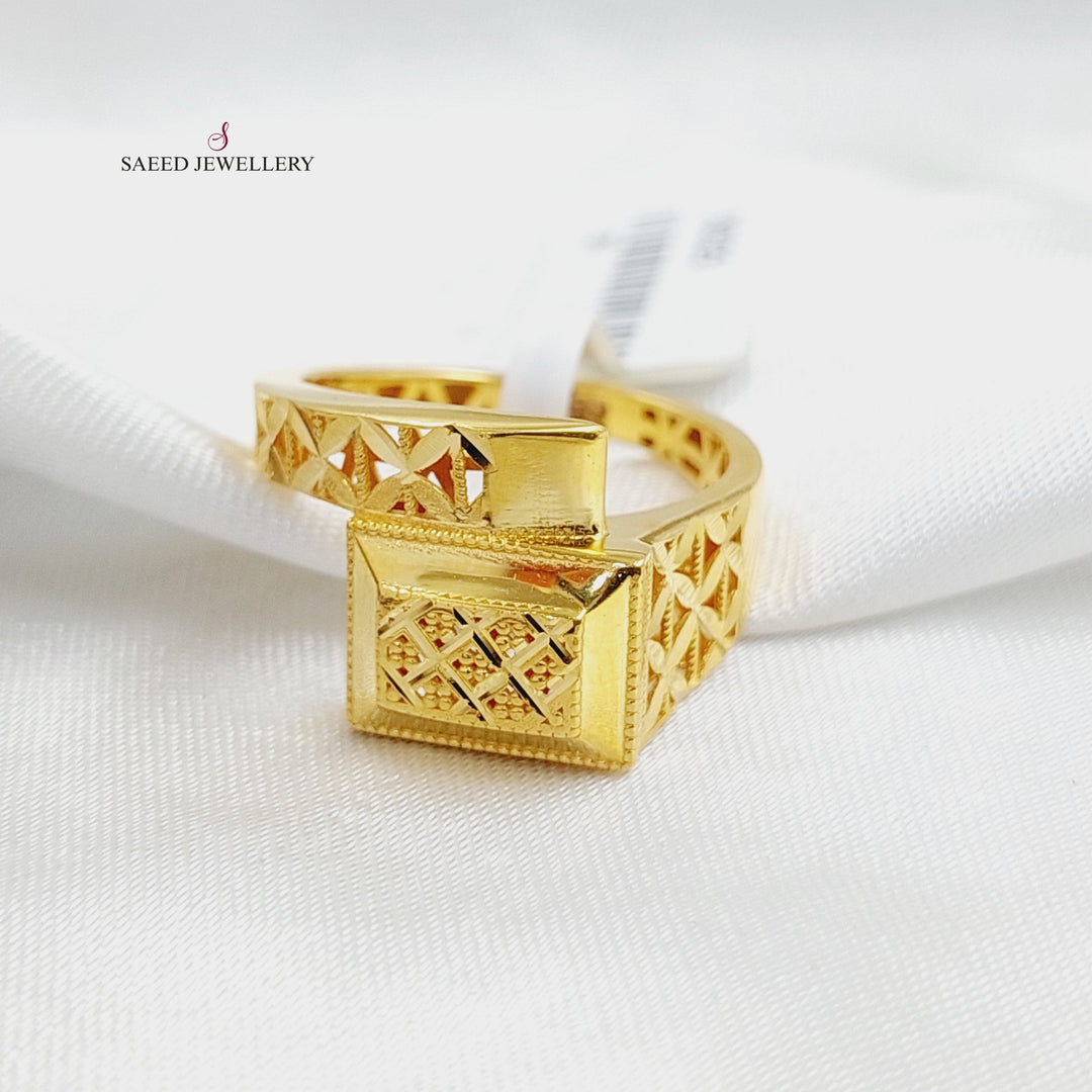 21K Gold Deluxe Engraved Ring by Saeed Jewelry - Image 1