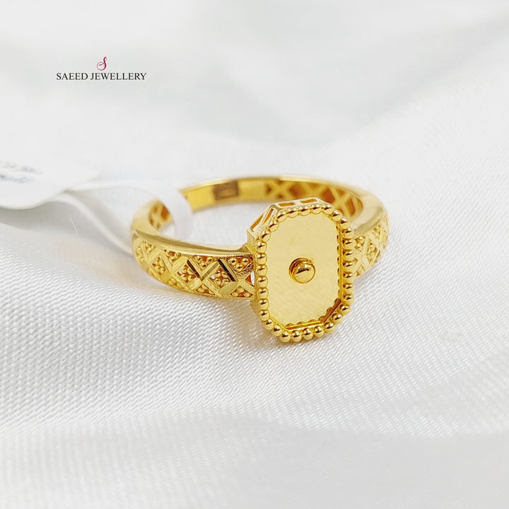 21K Gold Deluxe Engraved Ring by Saeed Jewelry - Image 3