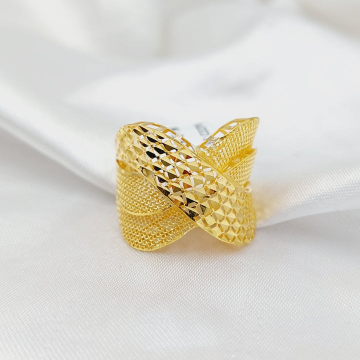 21K Gold Deluxe Engraved Ring by Saeed Jewelry - Image 3