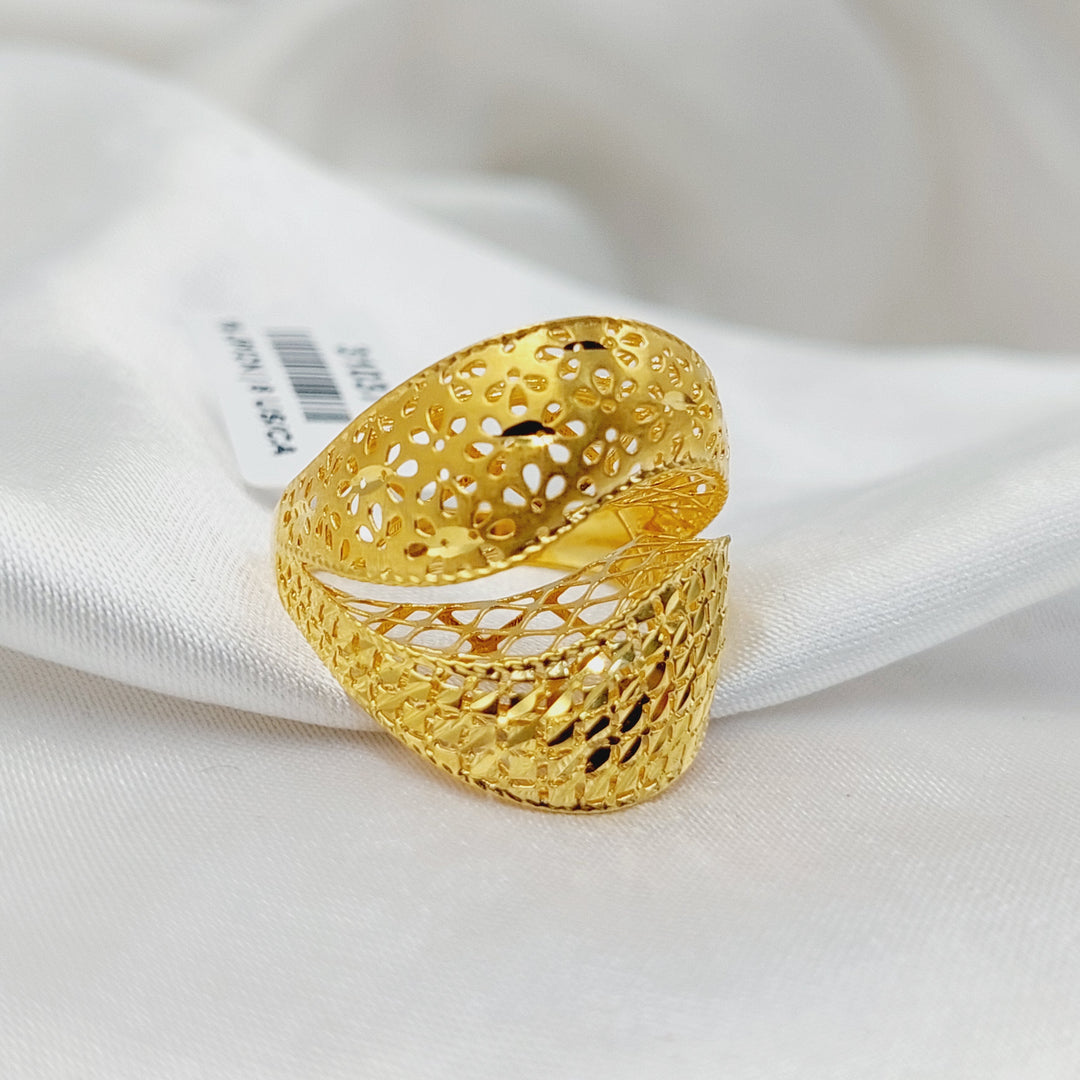 21K Gold Deluxe Engraved Ring by Saeed Jewelry - Image 3