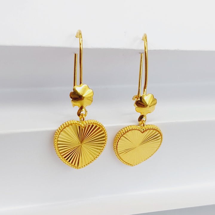 21K Gold Deluxe Heart Earrings by Saeed Jewelry - Image 5