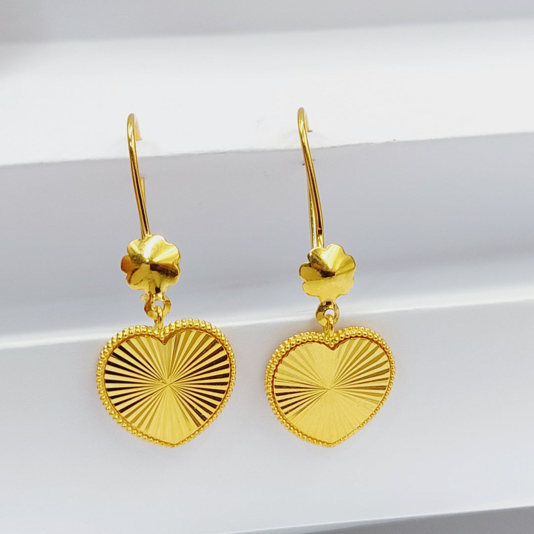 21K Gold Deluxe Heart Earrings by Saeed Jewelry - Image 1