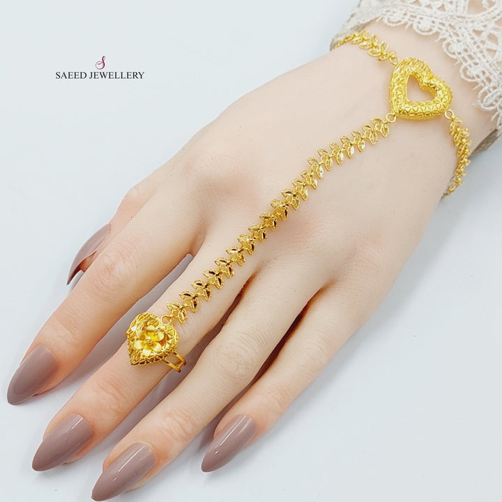 21K Gold Deluxe Heart Hand Bracelet by Saeed Jewelry - Image 5