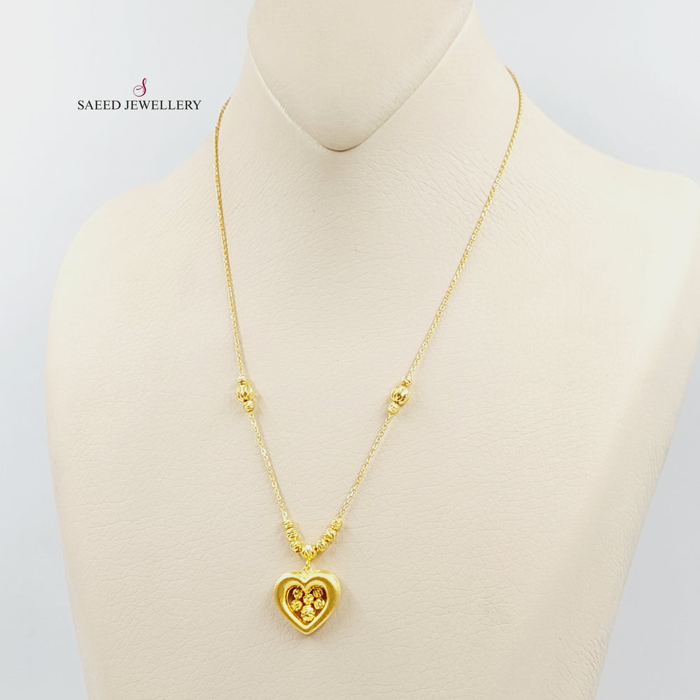 21K Gold Deluxe Heart Necklace by Saeed Jewelry - Image 2