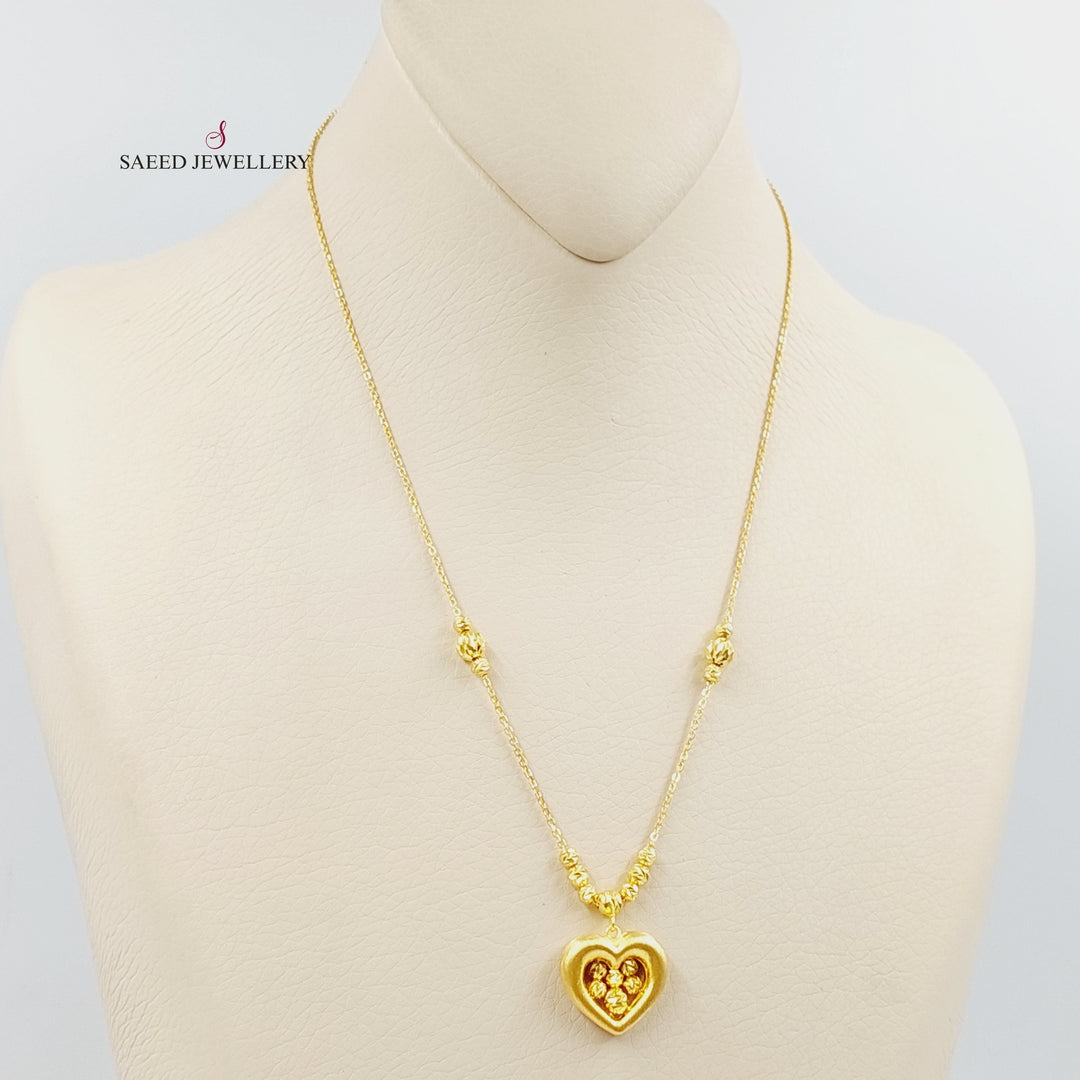 21K Gold Deluxe Heart Necklace by Saeed Jewelry - Image 3