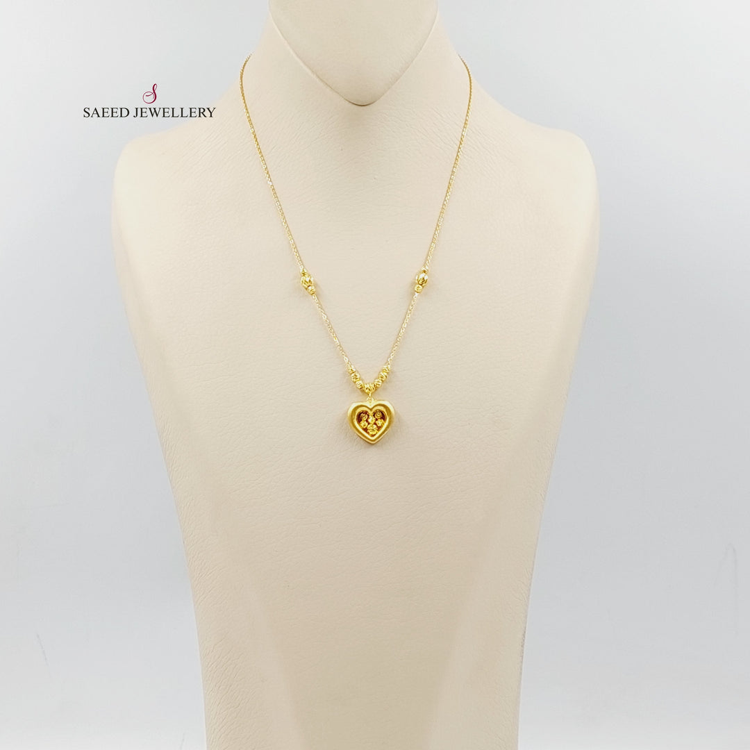 21K Gold Deluxe Heart Necklace by Saeed Jewelry - Image 4