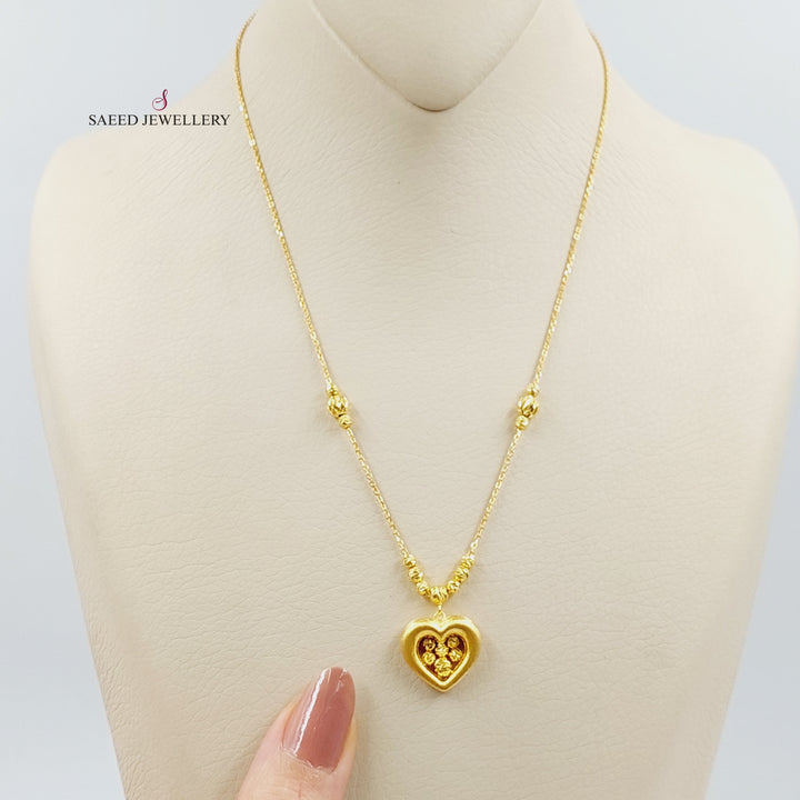 21K Gold Deluxe Heart Necklace by Saeed Jewelry - Image 5