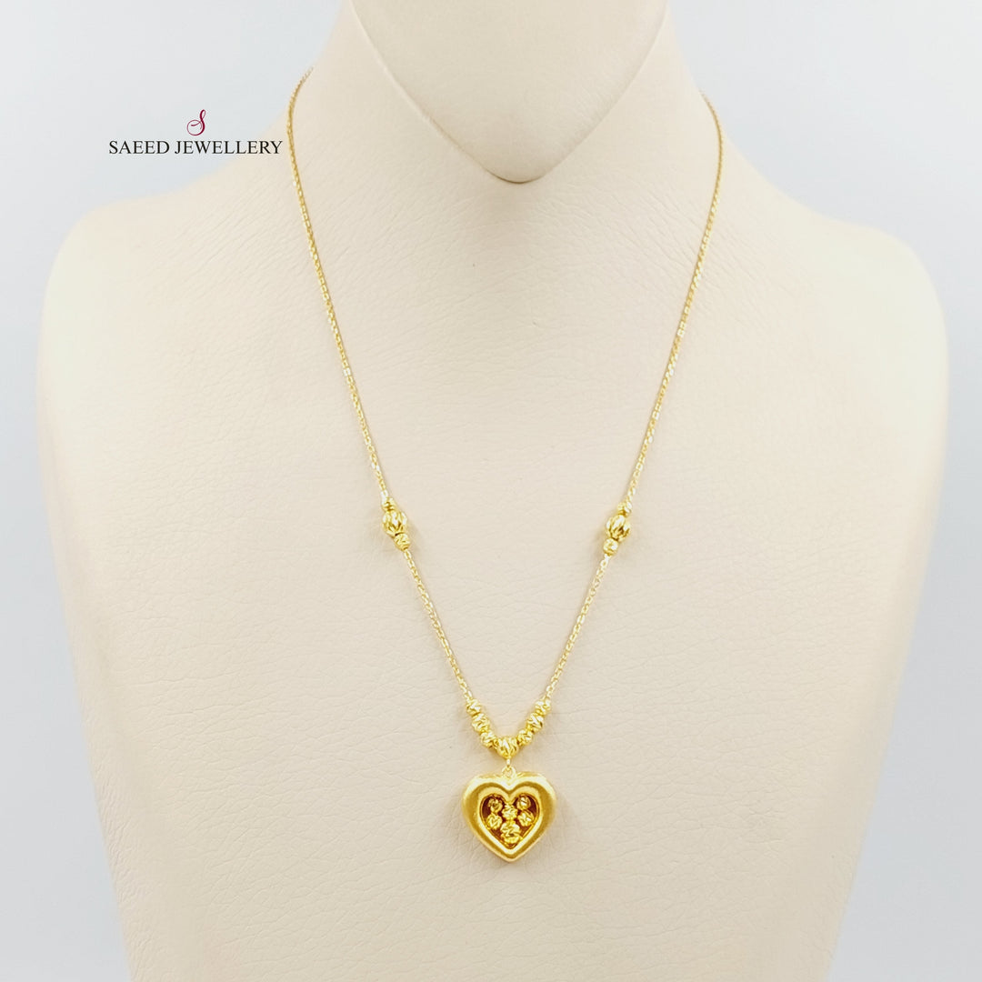 21K Gold Deluxe Heart Necklace by Saeed Jewelry - Image 1