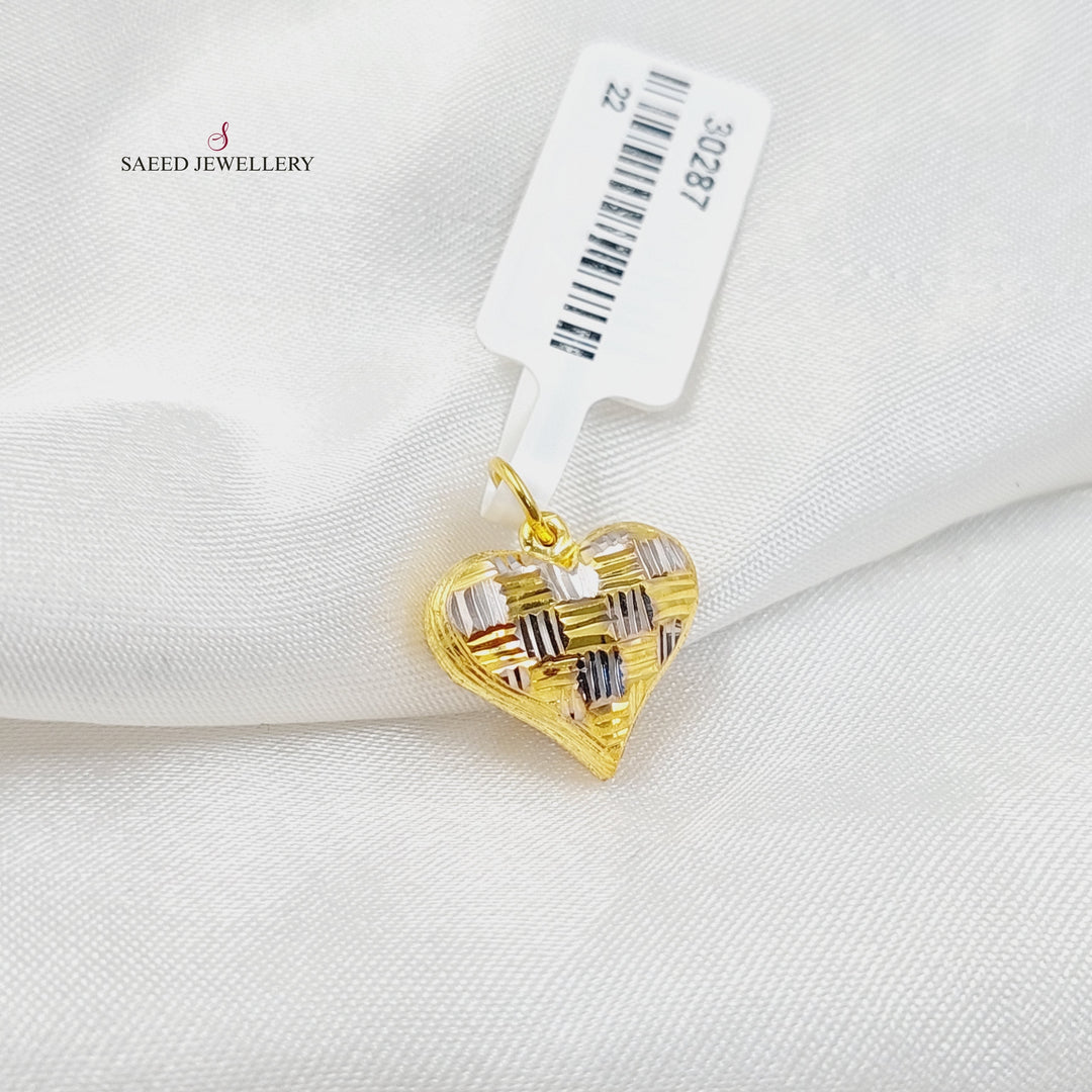 21K Gold Deluxe Heart Pendant by Saeed Jewelry - Image 3