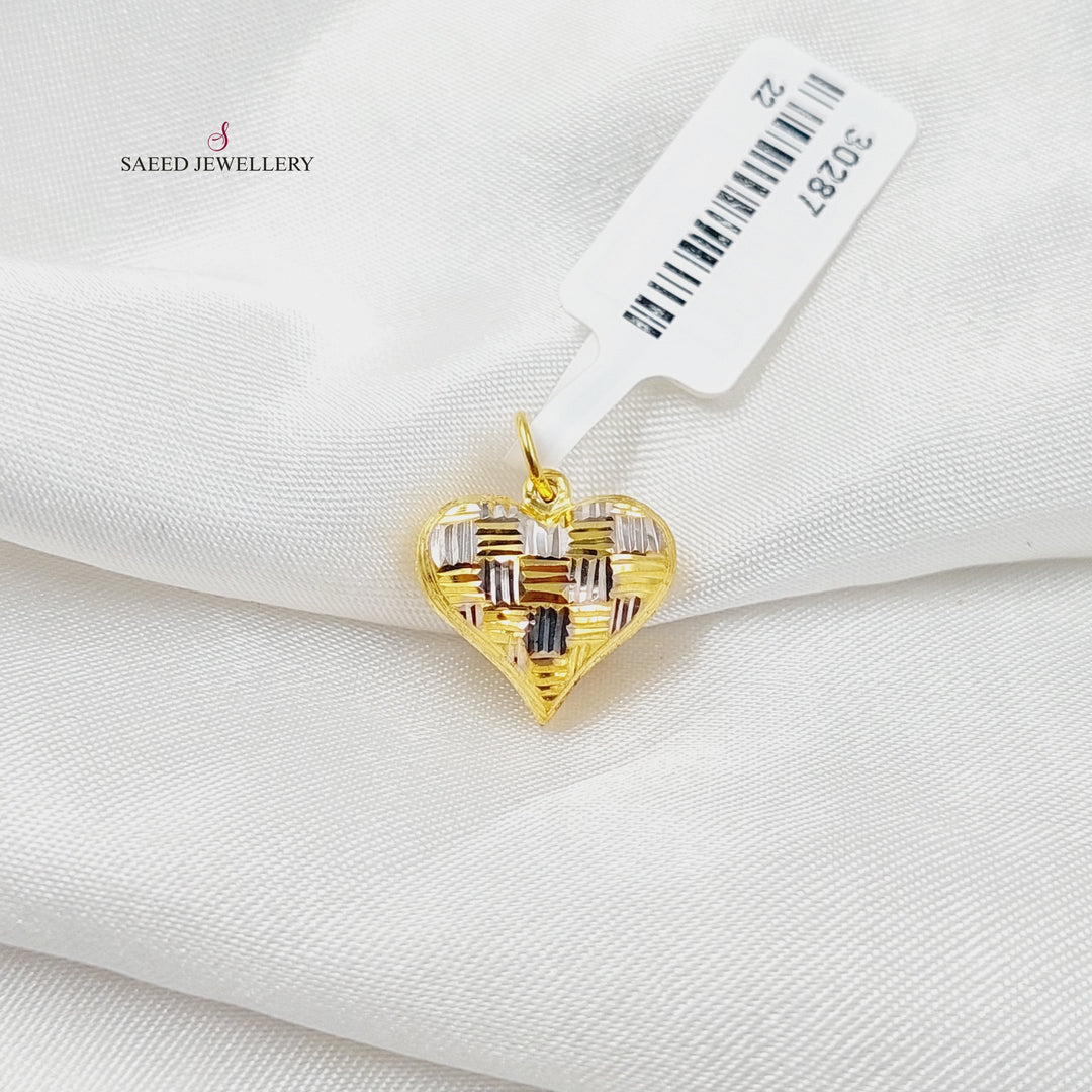 21K Gold Deluxe Heart Pendant by Saeed Jewelry - Image 1