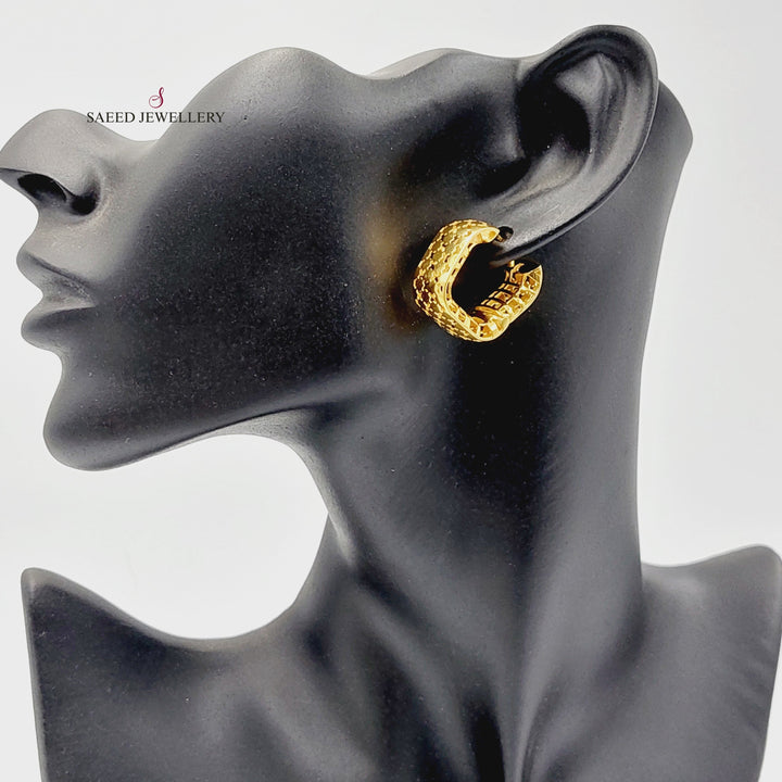 21K Gold Deluxe Hoop Earrings by Saeed Jewelry - Image 4