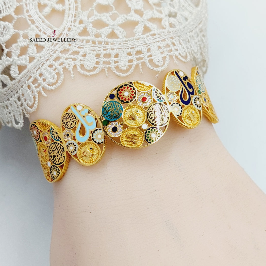 21K Gold Deluxe Islamic Bangle Bracelet by Saeed Jewelry - Image 6