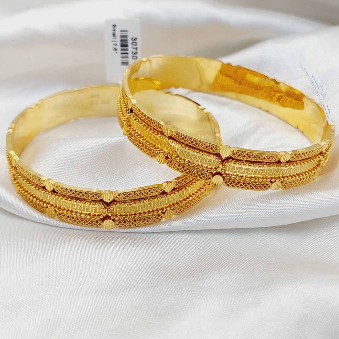 21K Gold Solid Deluxe Kuwaiti Bangle by Saeed Jewelry - Image 3