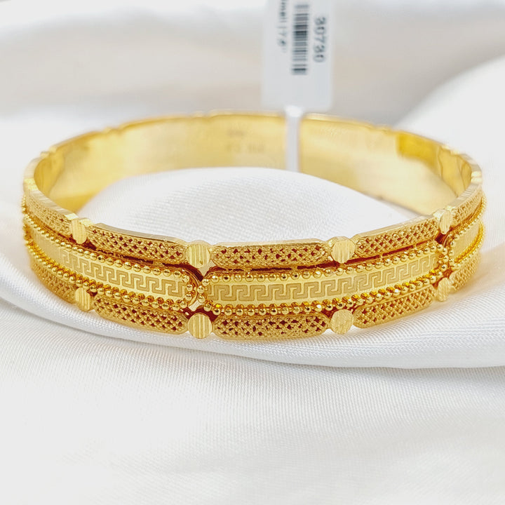 21K Gold Solid Deluxe Kuwaiti Bangle by Saeed Jewelry - Image 4