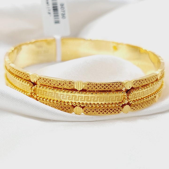21K Gold Solid Deluxe Kuwaiti Bangle by Saeed Jewelry - Image 5