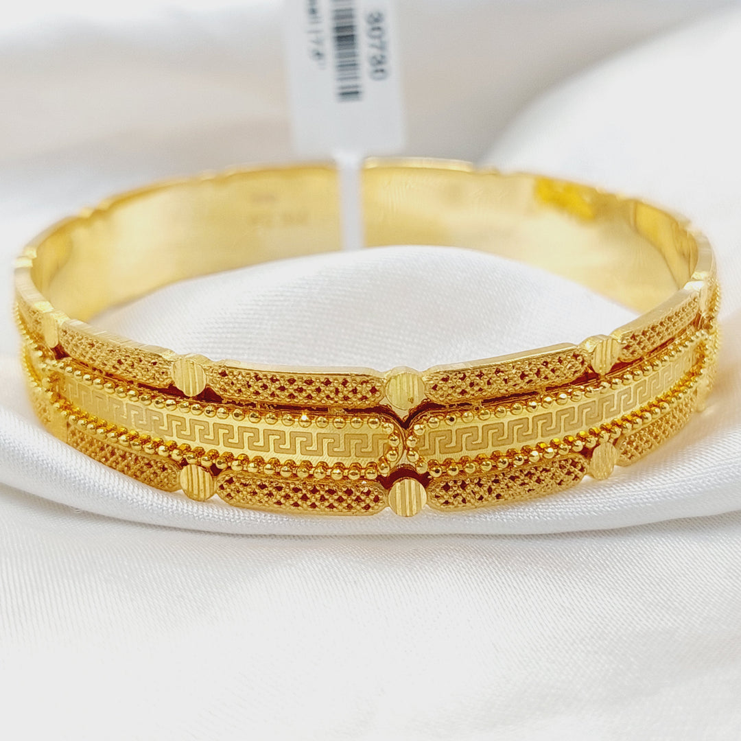 21K Gold Solid Deluxe Kuwaiti Bangle by Saeed Jewelry - Image 6