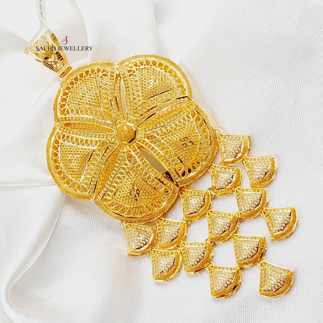 21K Gold Deluxe Kuwaiti Pendant by Saeed Jewelry - Image 3
