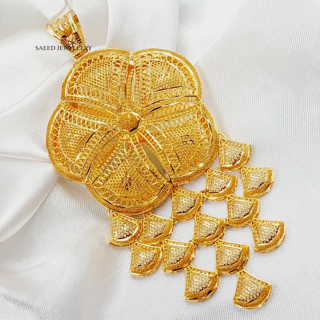 21K Gold Deluxe Kuwaiti Pendant by Saeed Jewelry - Image 4