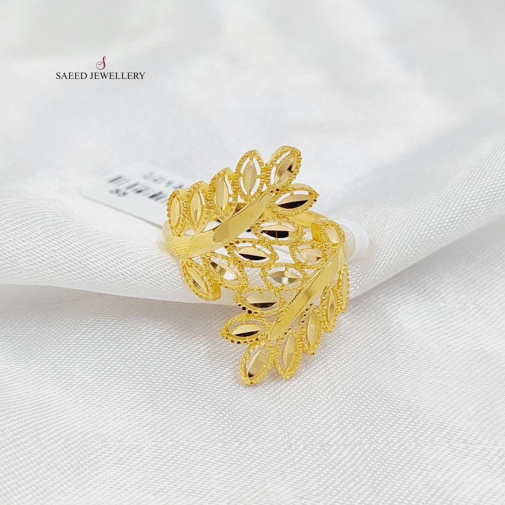 21K Gold Deluxe Leaf Ring by Saeed Jewelry - Image 2