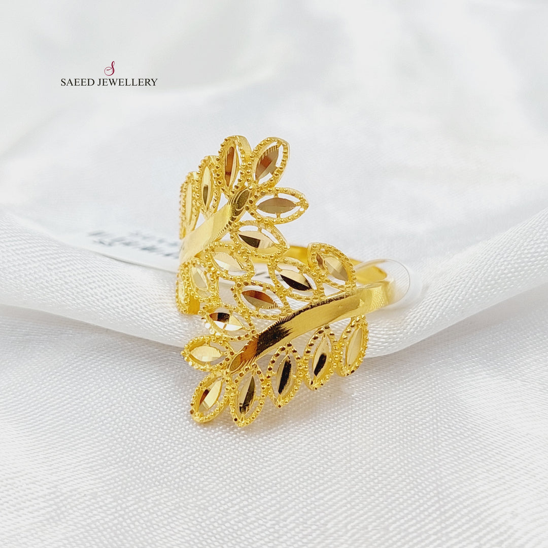 21K Gold Deluxe Leaf Ring by Saeed Jewelry - Image 3