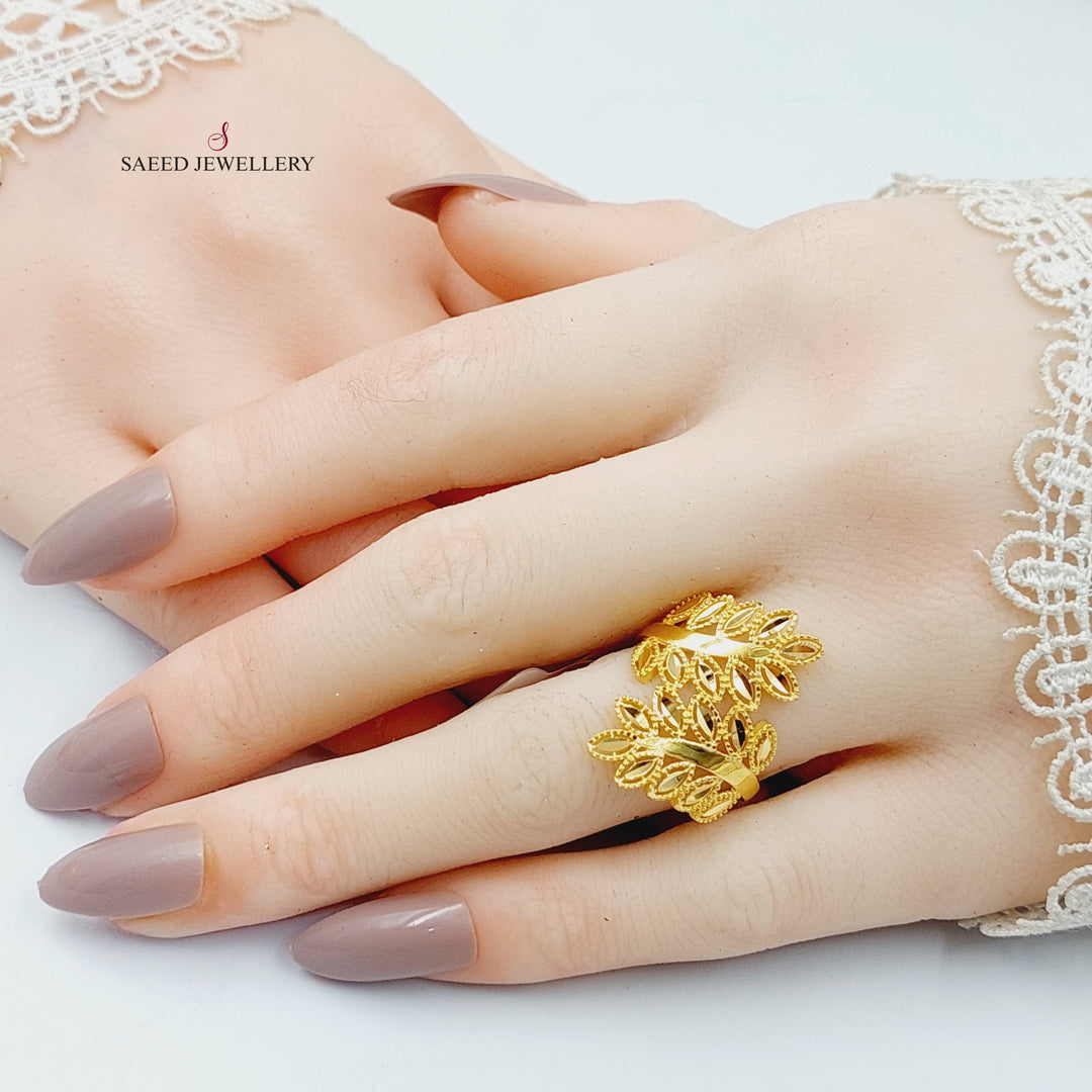 21K Gold Deluxe Leaf Ring by Saeed Jewelry - Image 4