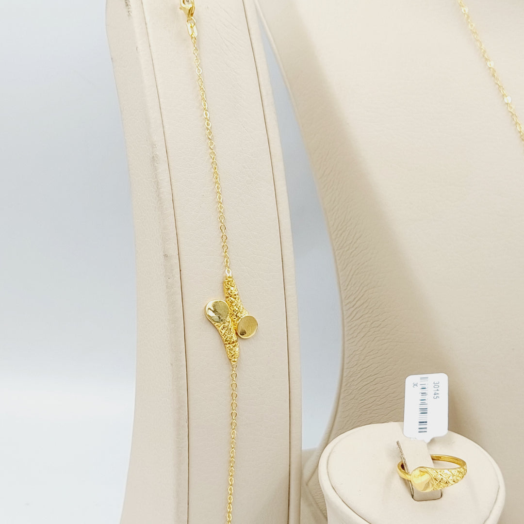 Deluxe Light Set  Made Of 21K Yellow Gold Ring Size: <strong> 15 JP/CN | 7.5 US/CA</strong><br>Bracelet Length: <strong> 20cm</strong><br><br> by Saeed Jewelry-30145