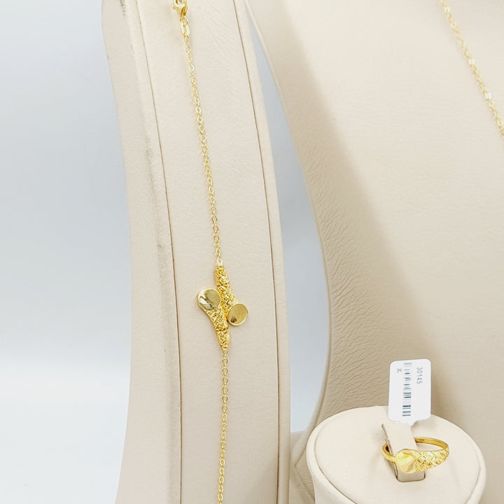 Deluxe Light Set  Made Of 21K Yellow Gold Ring Size: <strong> 15 JP/CN | 7.5 US/CA</strong><br>Bracelet Length: <strong> 20cm</strong><br><br> by Saeed Jewelry-30145