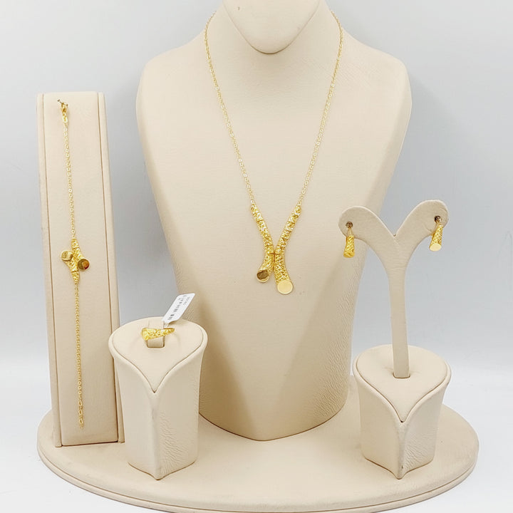 Deluxe Light Set  Made Of 21K Yellow Gold Ring Size: <strong> 15 JP/CN | 7.5 US/CA</strong><br>Bracelet Length: <strong> 20cm</strong><br><br> by Saeed Jewelry-30145