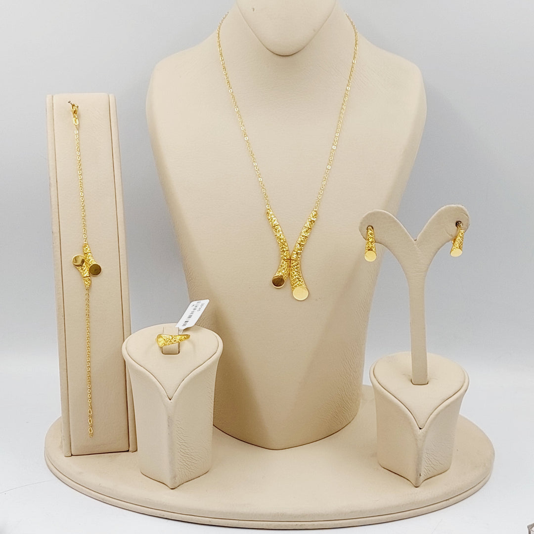 Deluxe Light Set  Made Of 21K Yellow Gold Ring Size: <strong> 15 JP/CN | 7.5 US/CA</strong><br>Bracelet Length: <strong> 20cm</strong><br><br> by Saeed Jewelry-30145