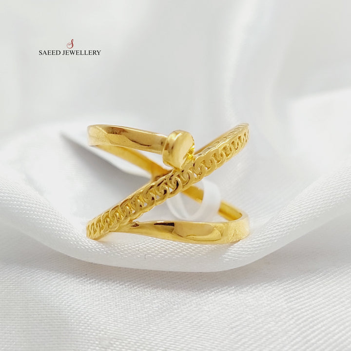 Deluxe Nail Ring  Made Of 21K Yellow Gold by Saeed Jewelry-29110