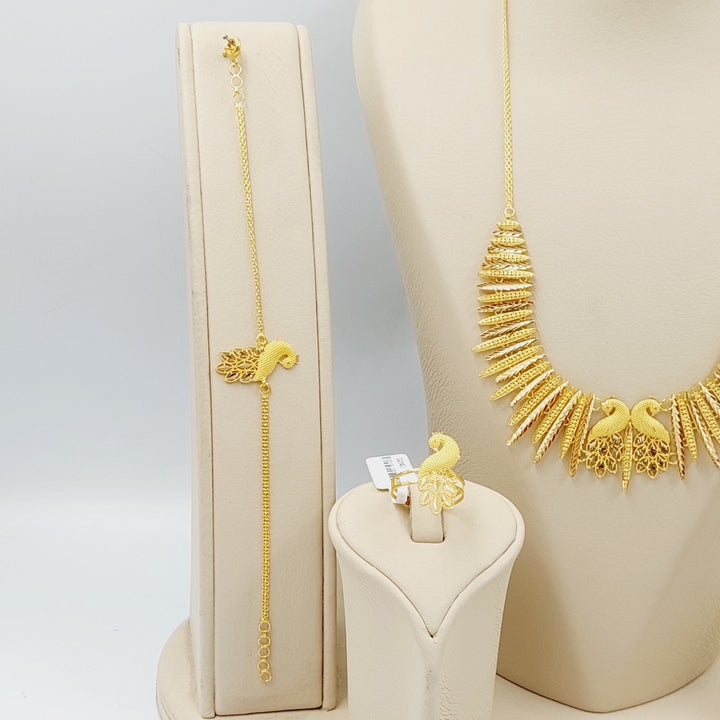 Deluxe Peacock Set Made Of 21K Yellow Gold
Ring Size (Resizable): <strong> 21 JP/CN | 10.5 US/CA</strong><br>Bracelet Length: <strong> 20cm</strong><br><br> by Saeed Jewelry-30147
